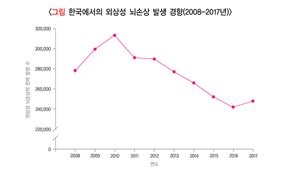 한국에서의 외상성 뇌손상 발생 경향(2008-2017년)